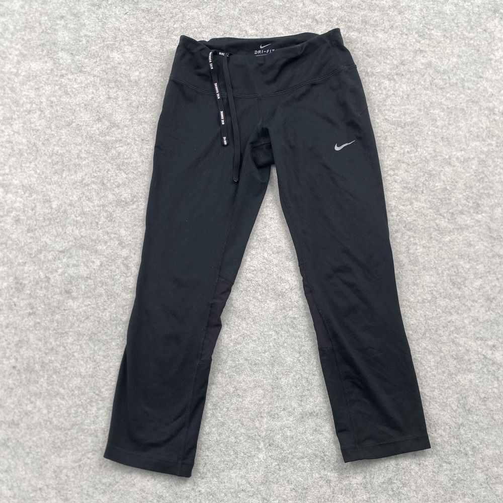 Nike Dri-FIT Running Leggings Womens XS (23x20) Black Compression Reflective